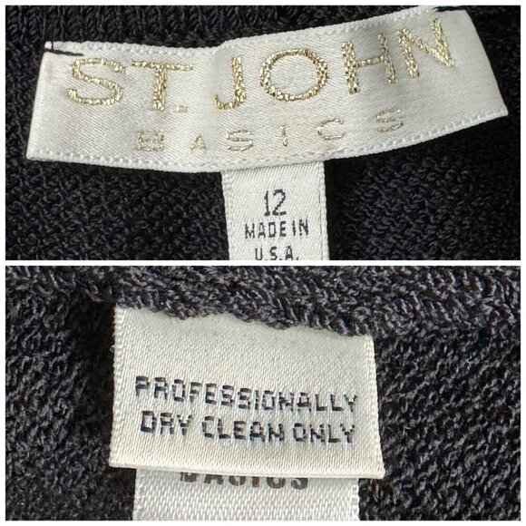 ST. JOHN Basics Santana Knit Dress Pants Wool Blend Knit Black Women's Size 12 - Picture 3 of 9